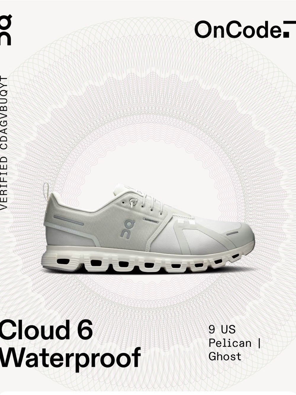 On Running Cloud 6 Waterproof Men's Sneakers — Pelican/Ghost